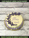 White Purple Blossom Design Cake