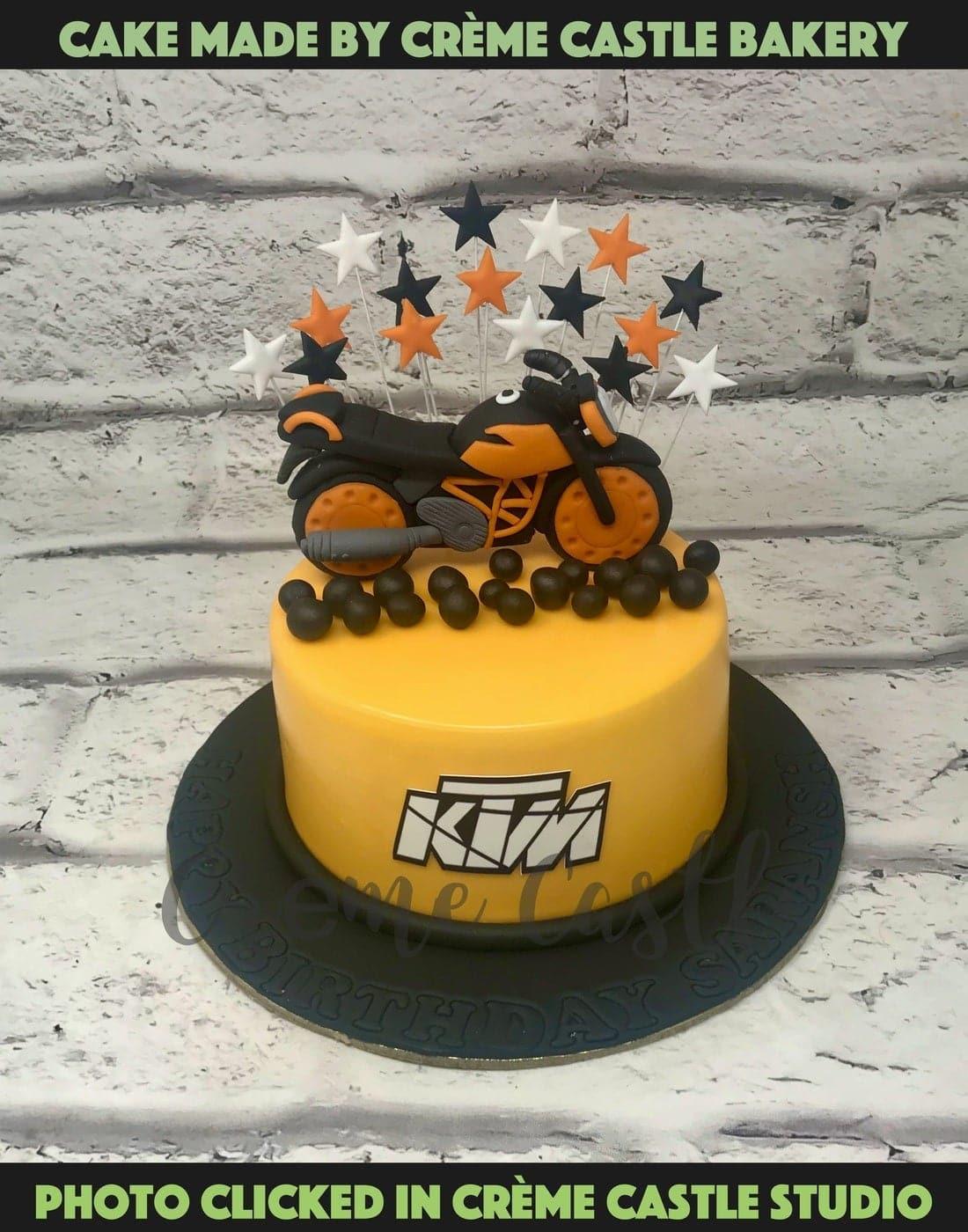 Bike Theme Cake with KTM  by Creme Castle