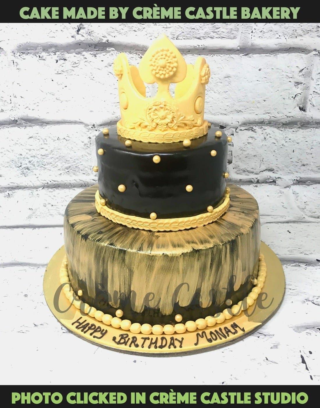 Golden Tiara Chocolate Design Cake - Creme Castle