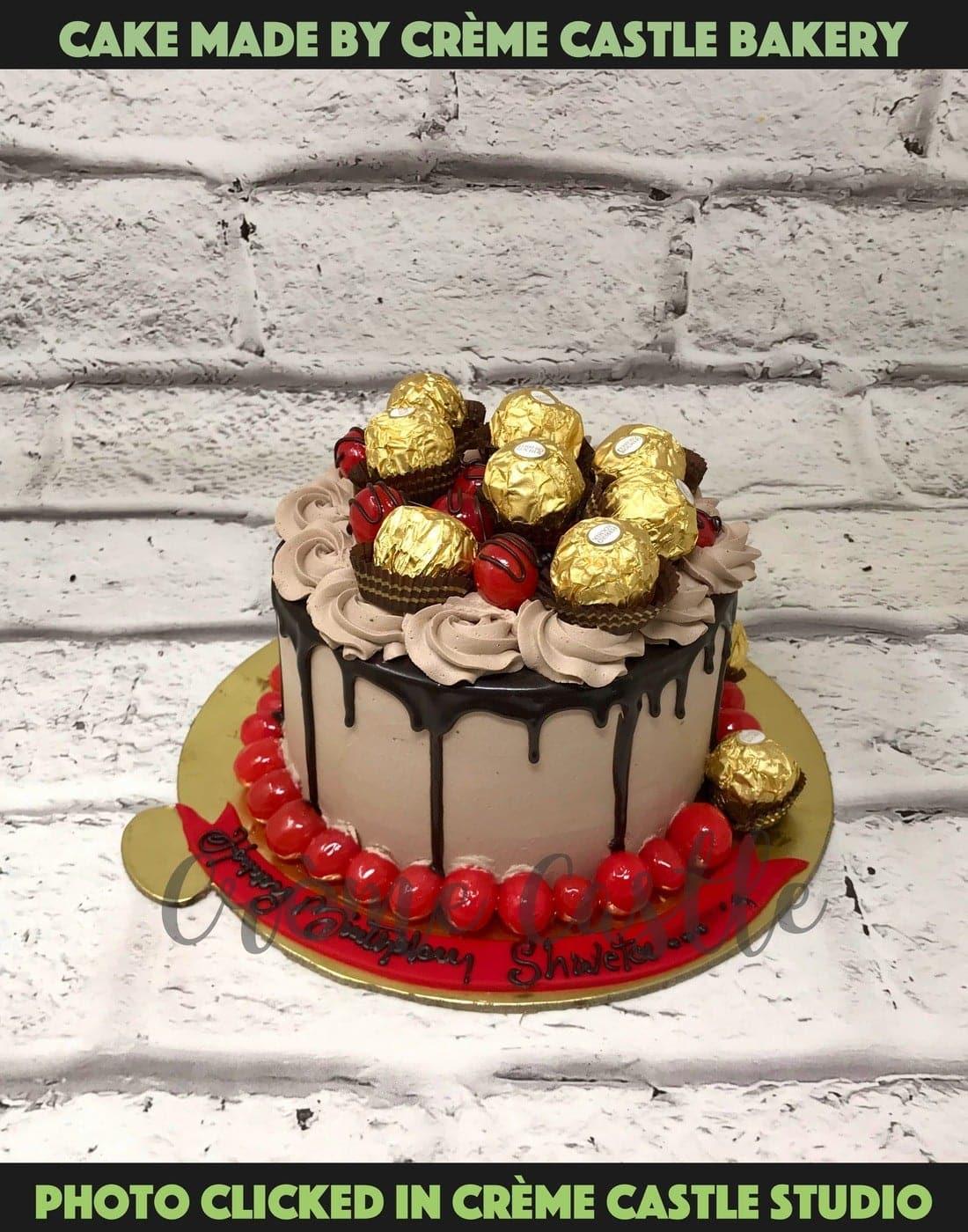 Ferrero Chocolate Drip Design Cake - Creme Castle