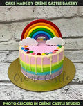 Rainbow Cloud Drip Design Cake