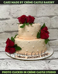 Peach Red Rose Design Cake