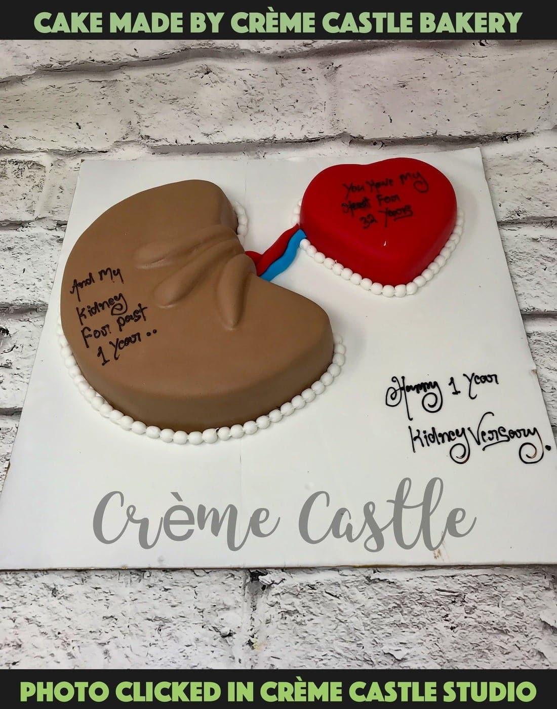 Heart Kidney Design Cake - Creme Castle