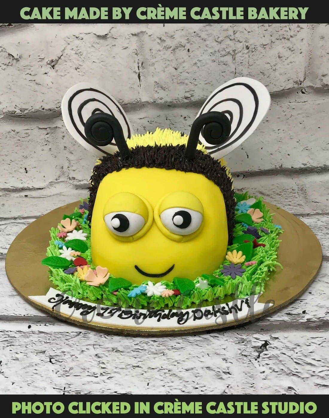 Yellow Bee Design Cake - Creme Castle