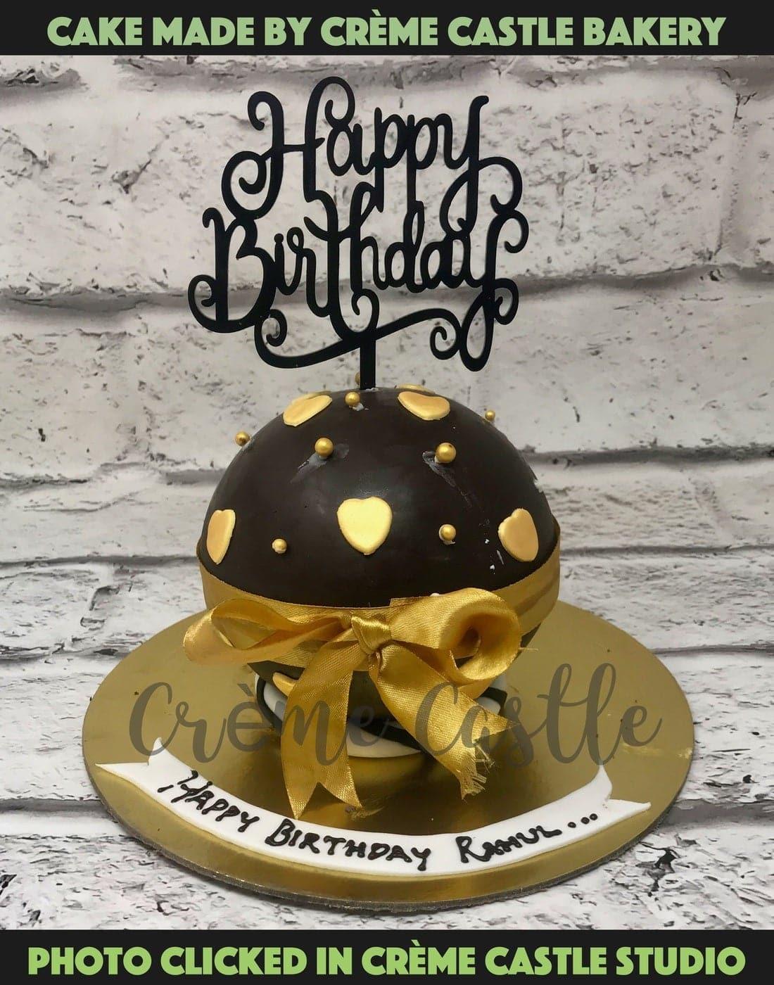Gold Heart Pinata Design Cake - Creme Castle