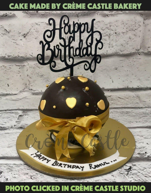 Gold Heart Pinata Design Cake - Creme Castle