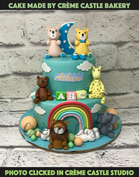 Teddy Jungle Moon Design Cake - Creme Castle