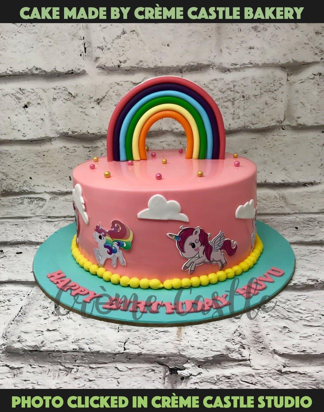 Pony Rainbow Design Cake - Creme Castle