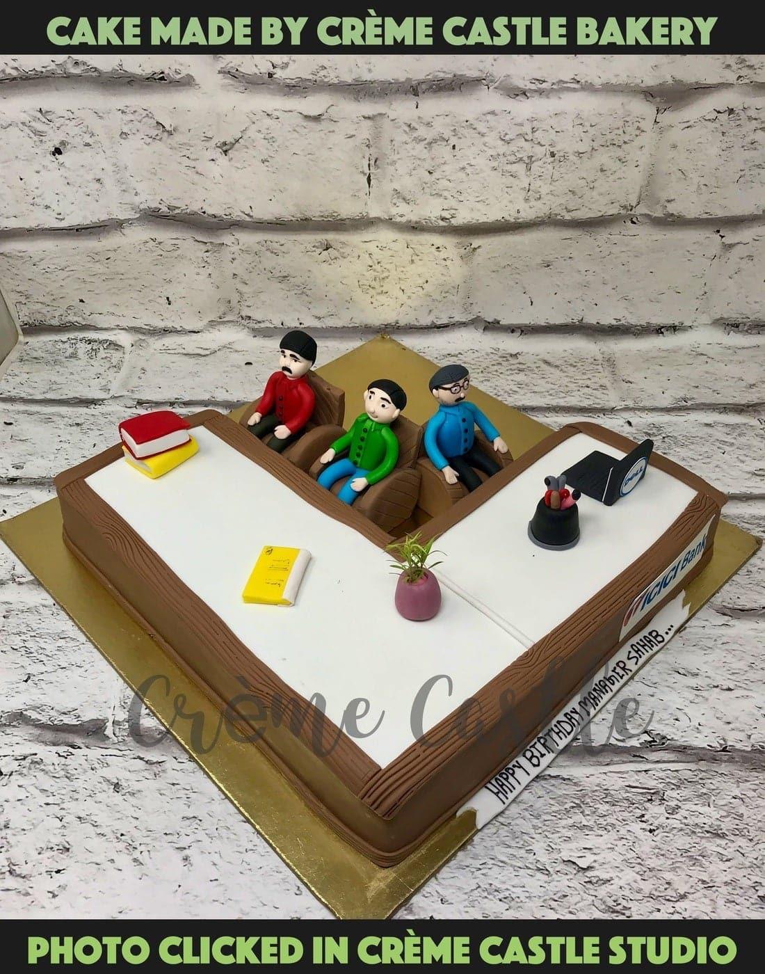 Office Team Table Design Cake - Creme Castle