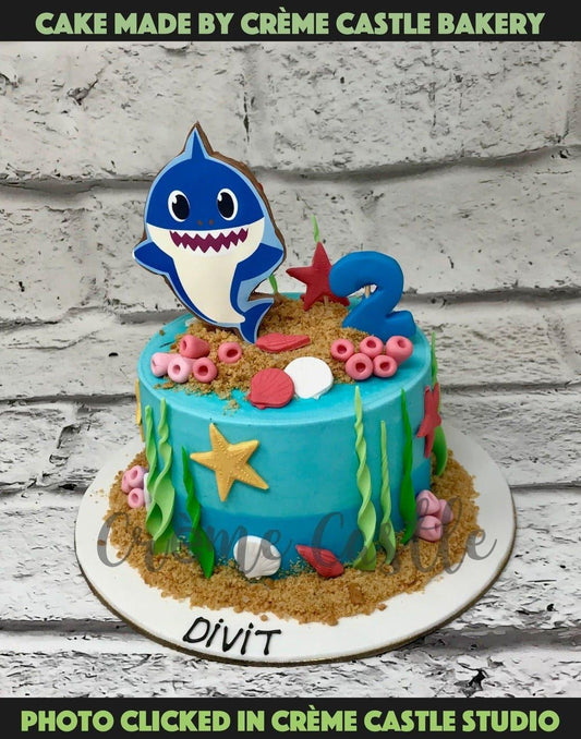 Baby Shark Cake in Water Theme by Creme Castle