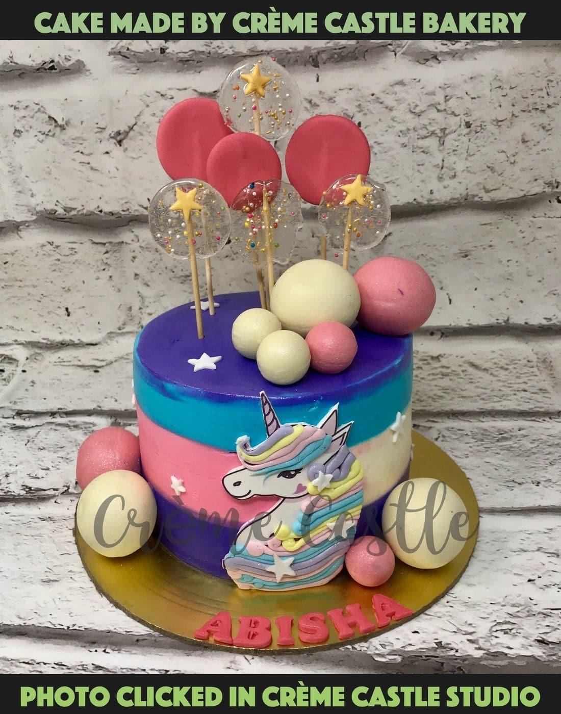Unicorn Balls Design Cake - Creme Castle