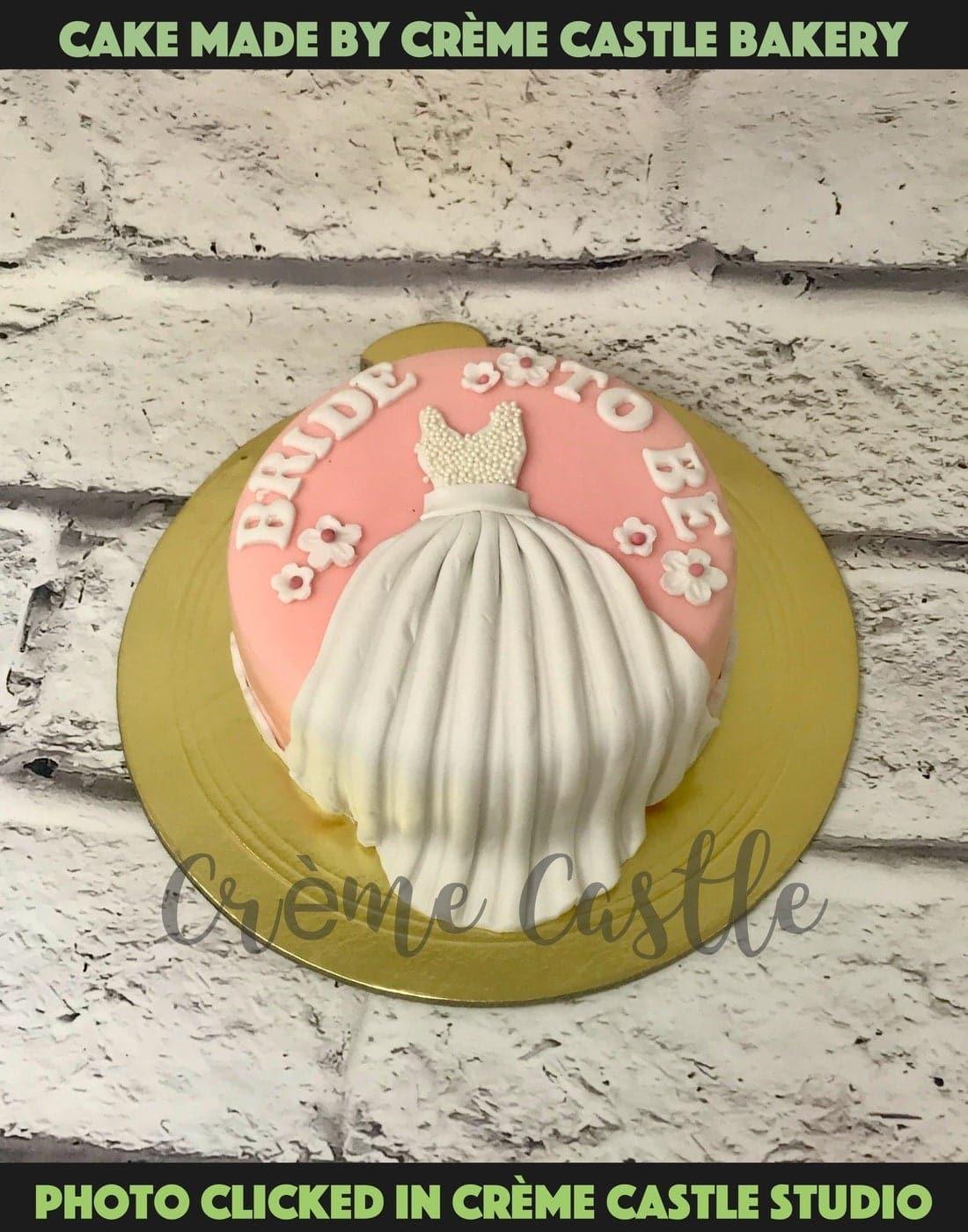 Pink White Dress Design Cake - Creme Castle