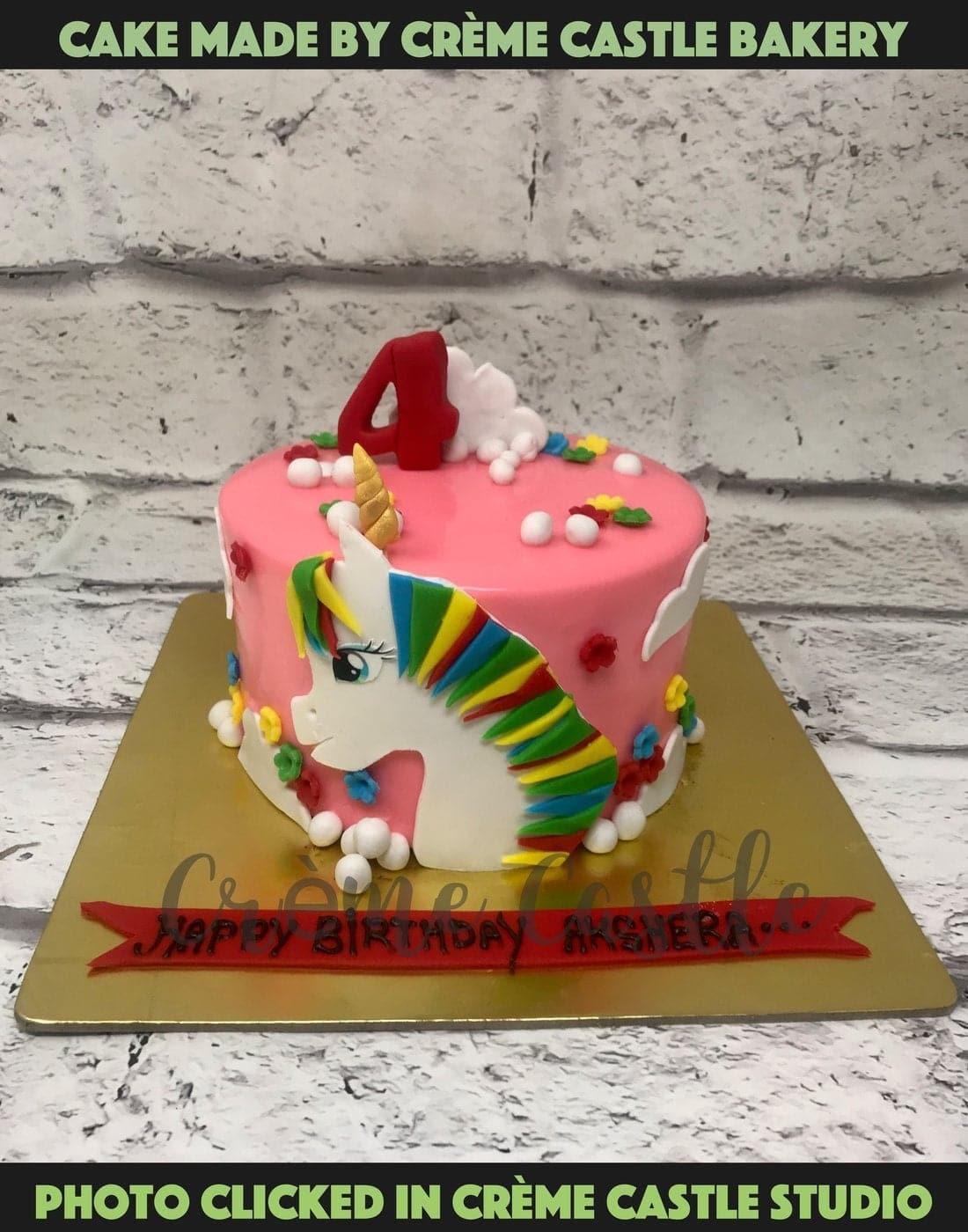 Unicorn Rainbow Hair Design Cake - Creme Castle