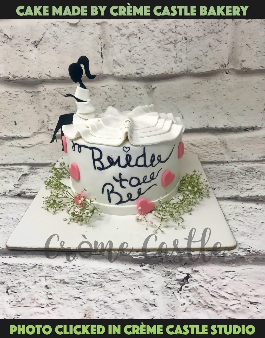 White Bride to Be Design Cake - Creme Castle