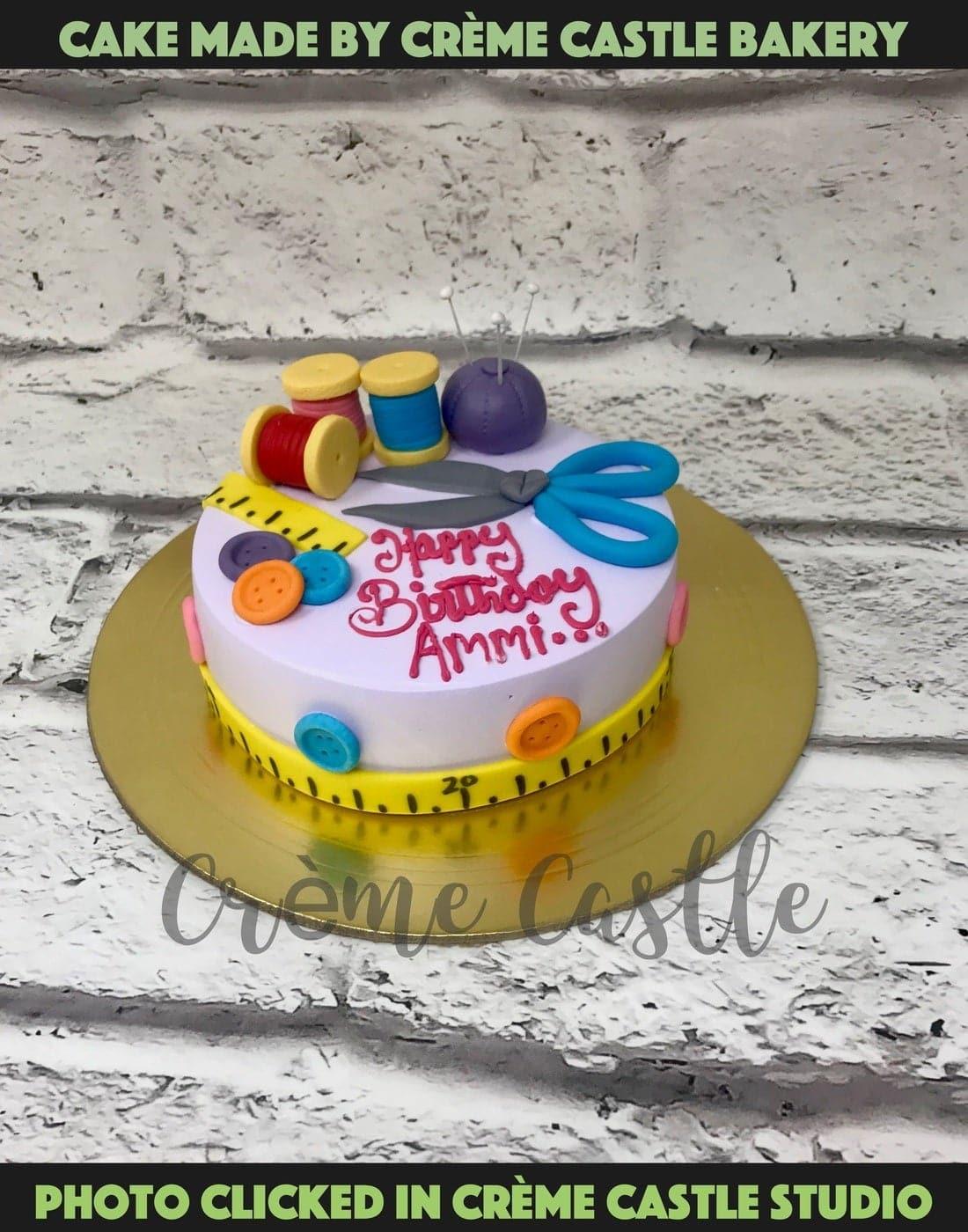 Tailor Stitch Design Cake - Creme Castle