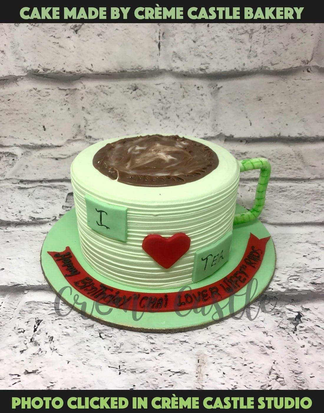 Green Tea Design Cake - Creme Castle