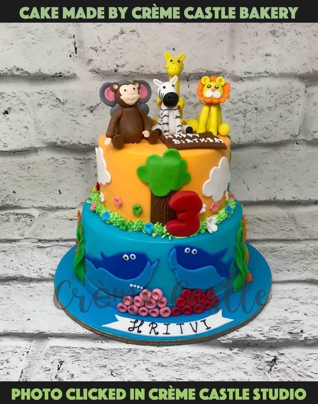 Jungle Baby Shark Design Cake - Creme Castle