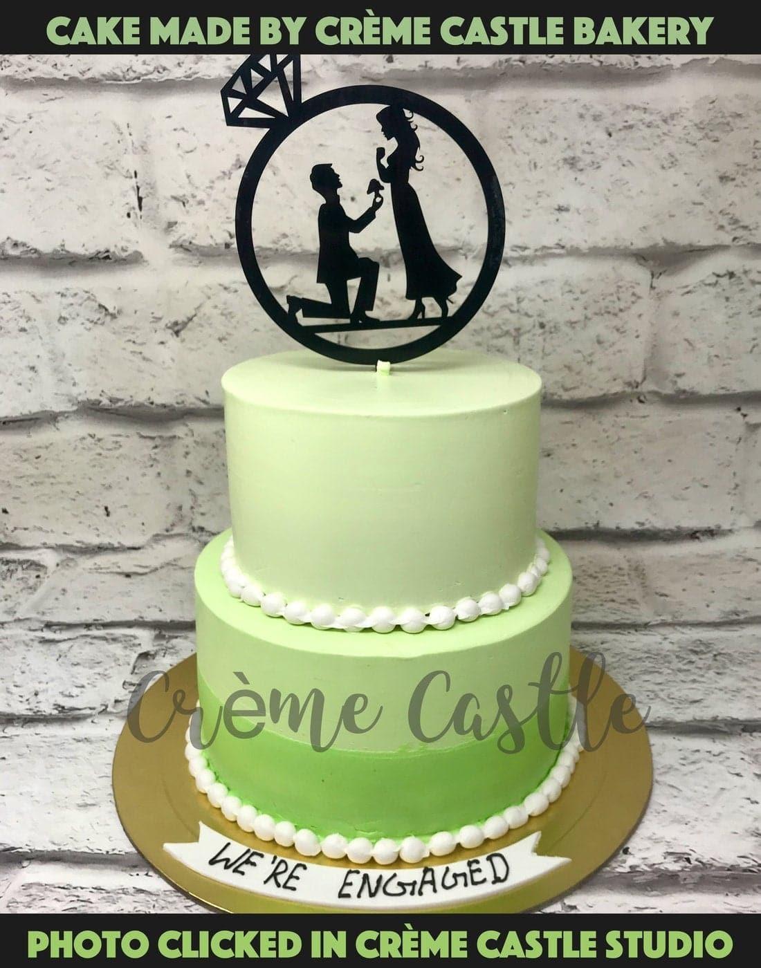 Green Proposal Design Cake - Creme Castle