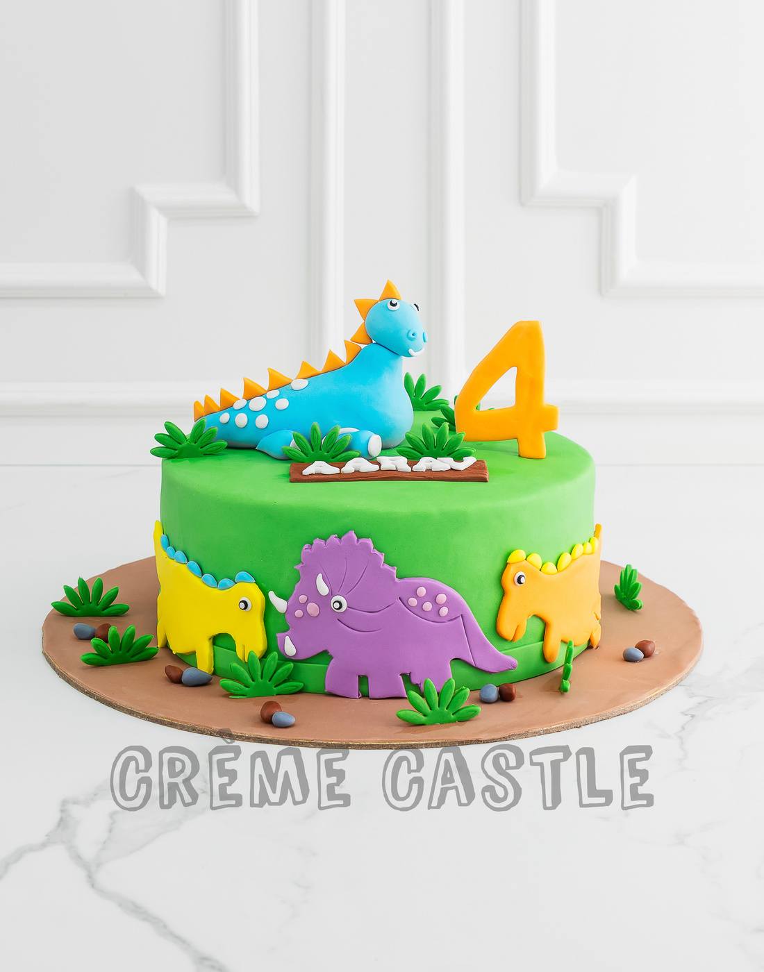Green Dinosaur Design Cake - Creme Castle
