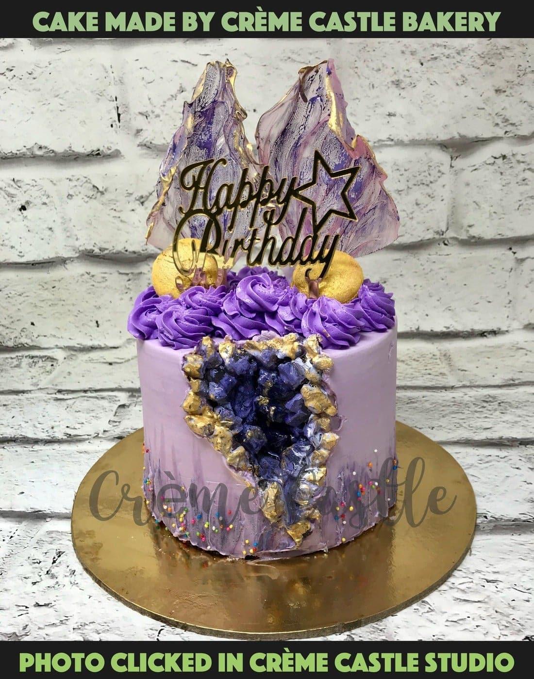 Purple Geode Design Cake - Creme Castle