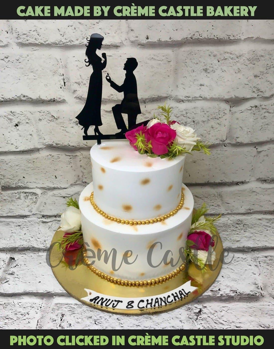 Floral Proposal Design Cake - Creme Castle