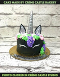 Black Lit Unicorn Design Cake