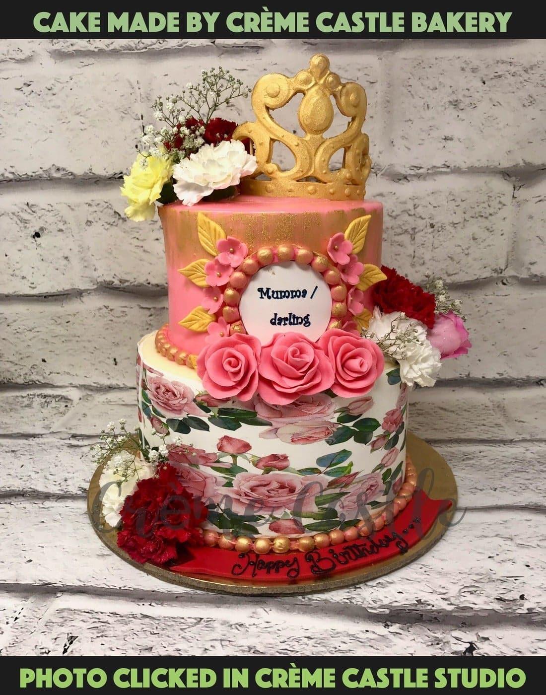 Vintage Tiara Design Cake - Creme Castle