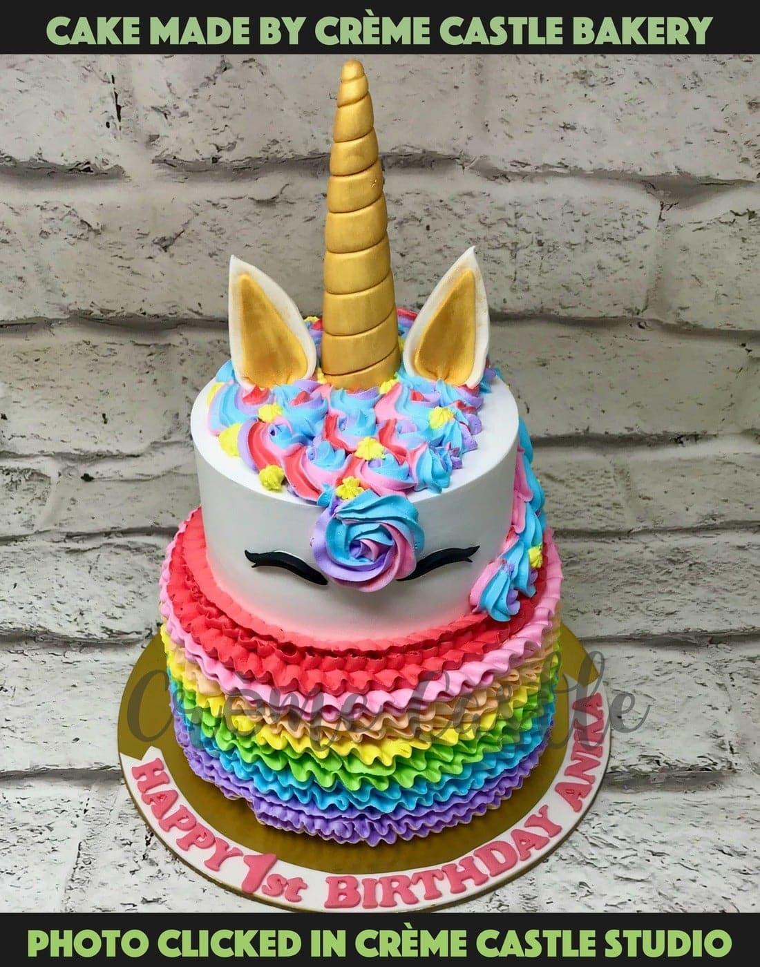 Tier Rainbow Design Cake - Creme Castle