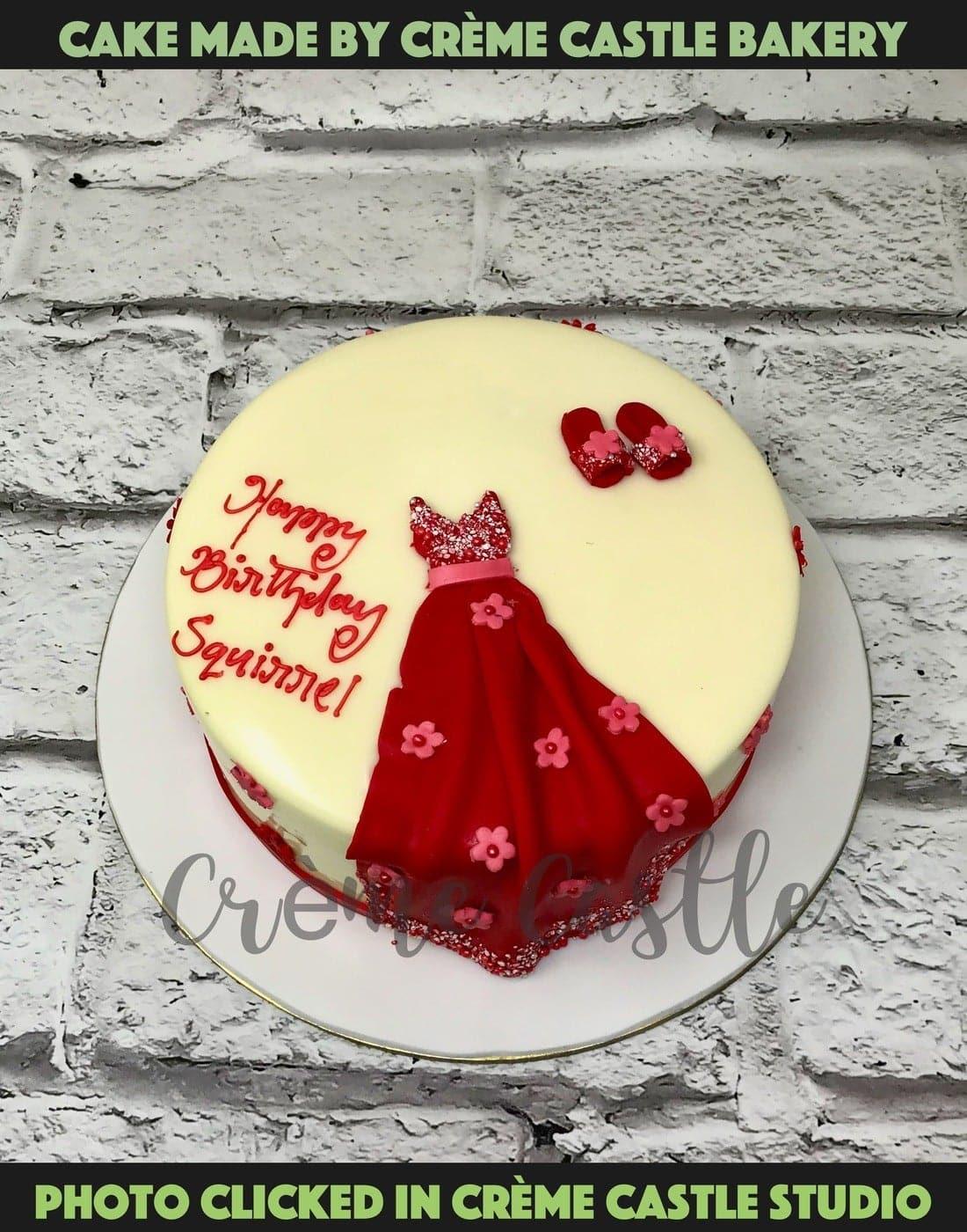 Dressy Red Design Cake - Creme Castle