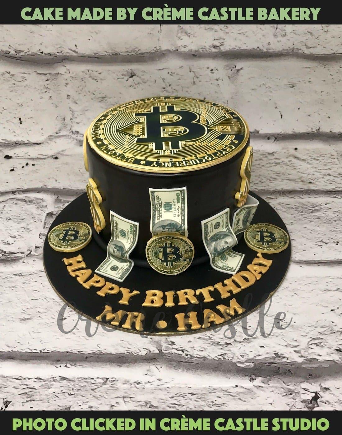 Crypto Theme Cake with Bitcoin by Creme Castle