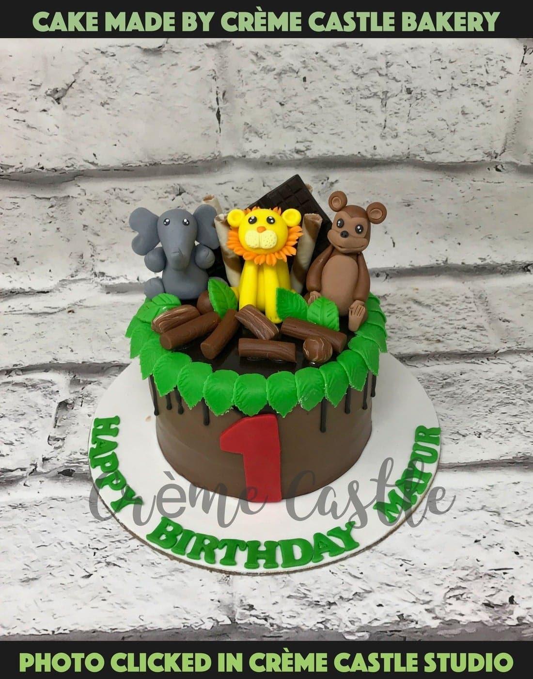 Brown Jungle Design Cake - Creme Castle