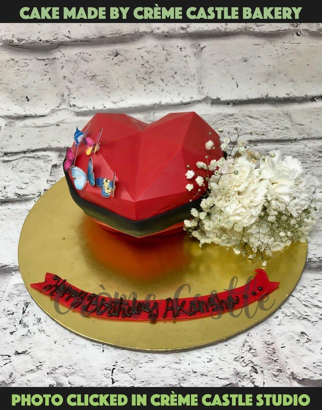 Red Pinata Flower Design Cake - Creme Castle