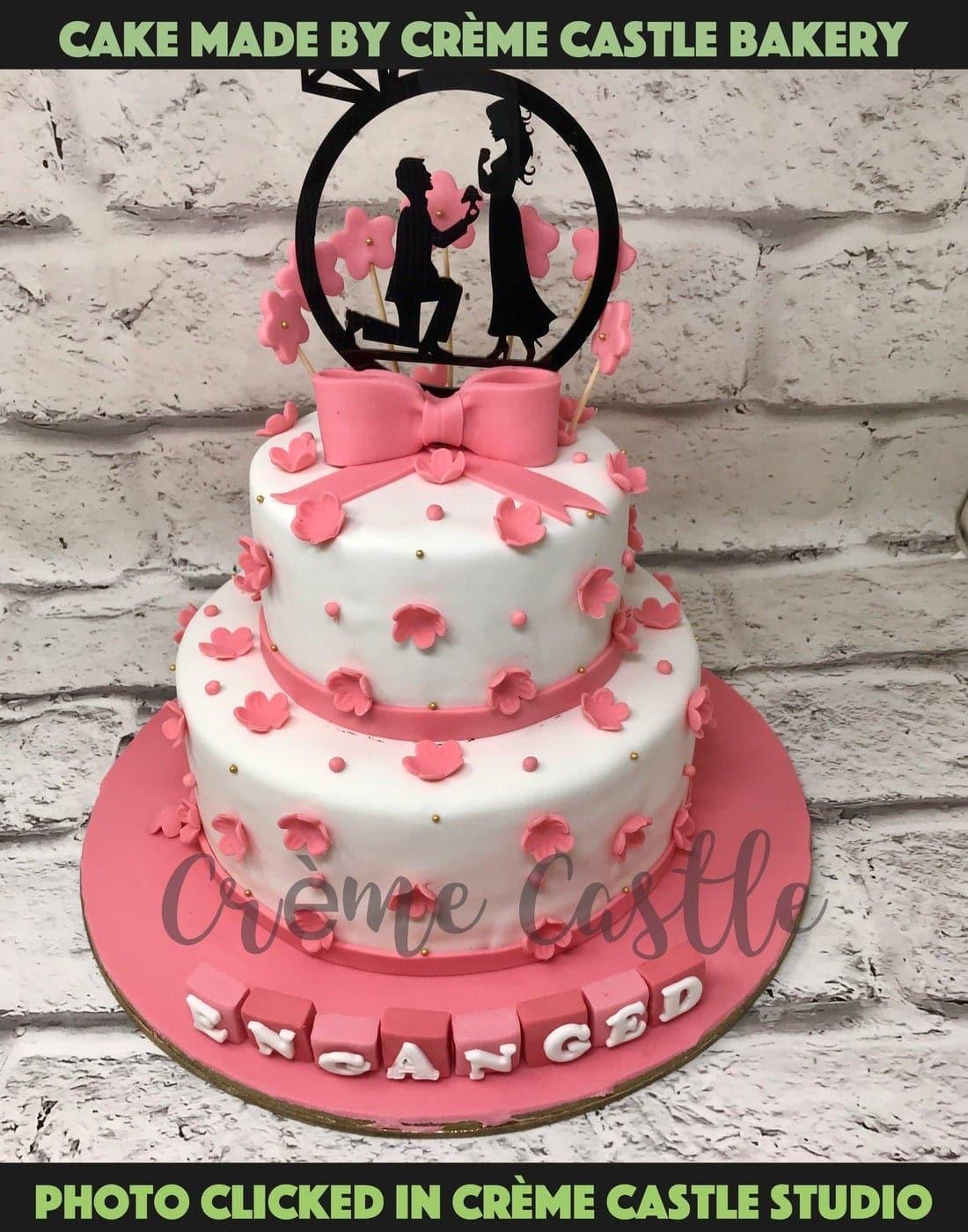 Proposal Blossom Design Cake - Creme Castle