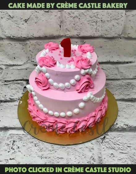Rose Tier Design Cake - Creme Castle