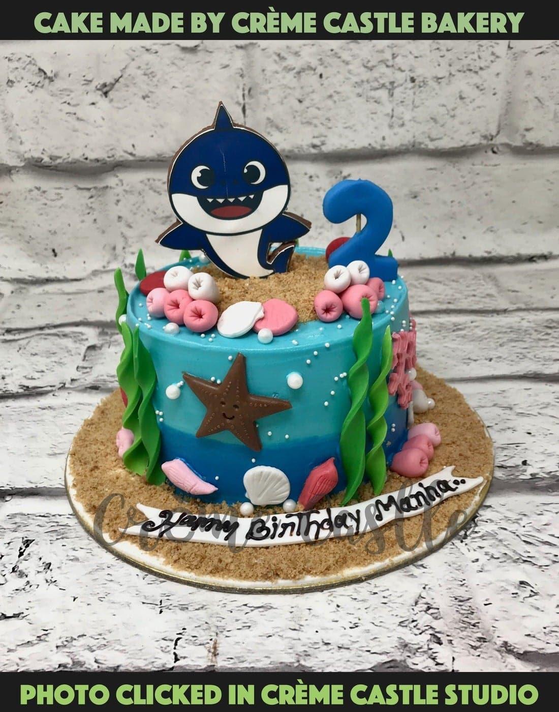 Underwater Baby Shark Design Cake - Creme Castle