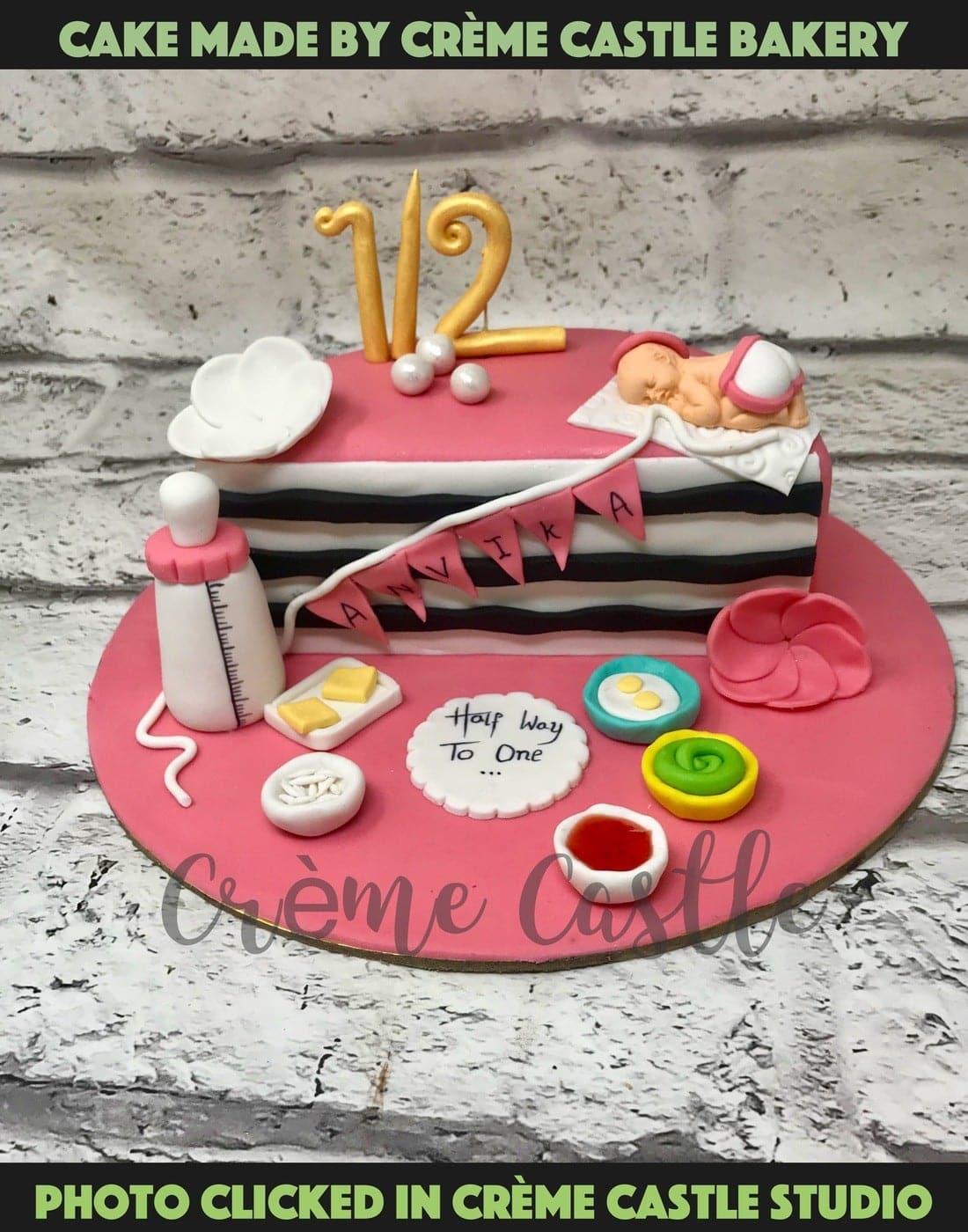 Baby Girl Semi Design Cake - Creme Castle