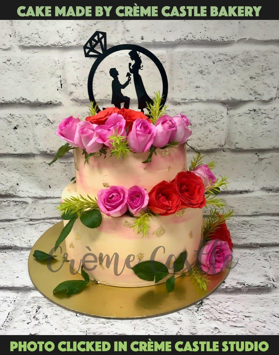Rose Bunch Proposal Design Cake - Creme Castle