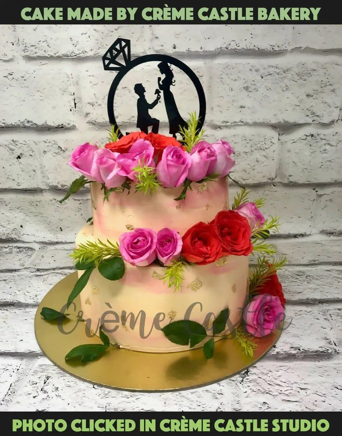 Rose Bunch Proposal Design Cake - Creme Castle