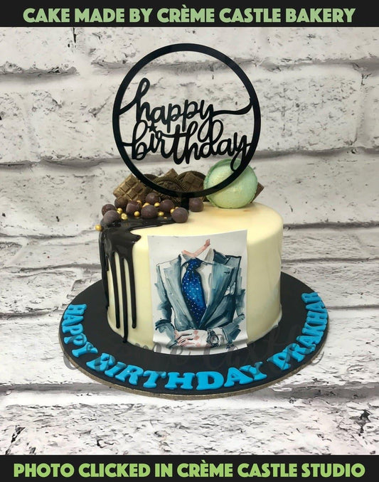 Gentleman Tux Design Cake - Creme Castle