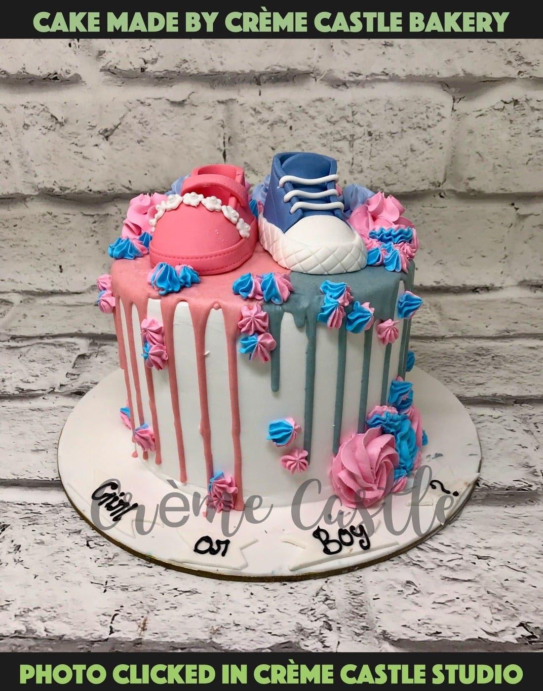 Pink & Blue Baby Shower Cake | Pink & Blue Drip Cake | He or She Cake –  Liliyum Patisserie & Cafe
