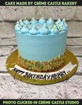Blue cream Sprinkles Design Cake