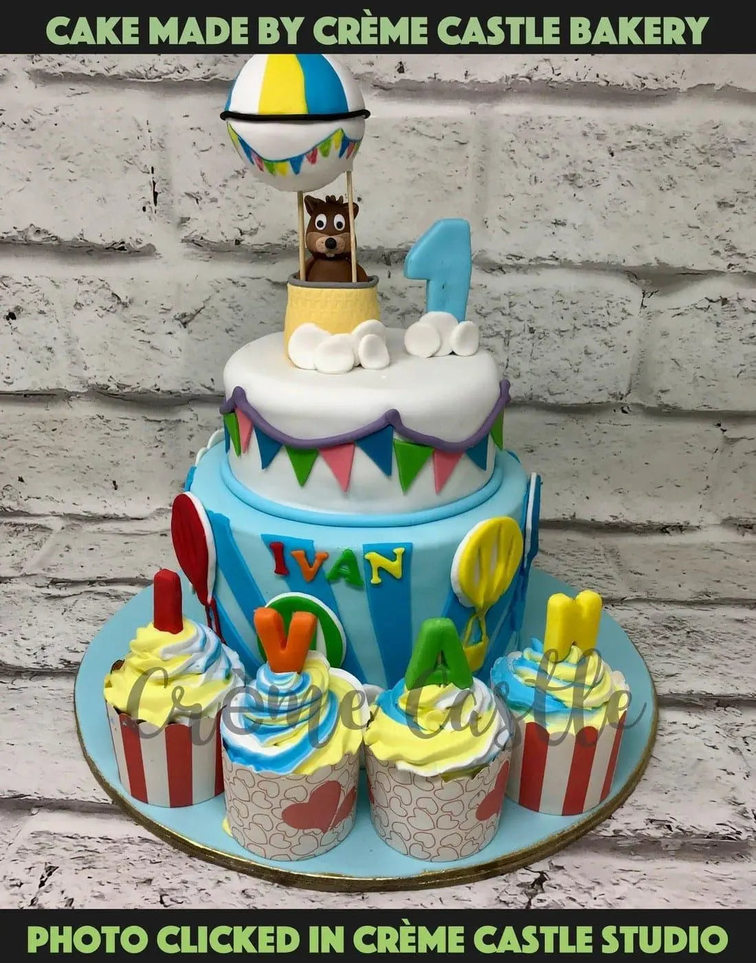 Dogs and Balloons Design Cake - Creme Castle