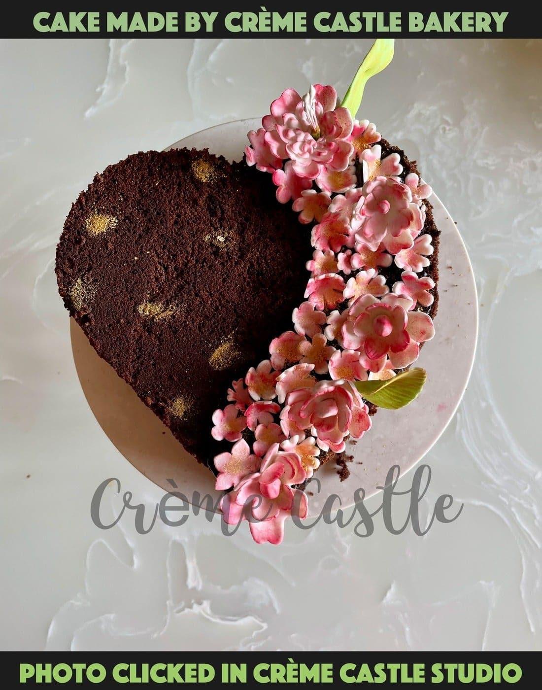Naked Heart Floral Design Cake - Creme Castle