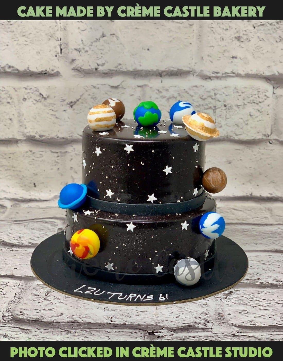 Solar System Theme Cake in 2 Tier by Creme Castle