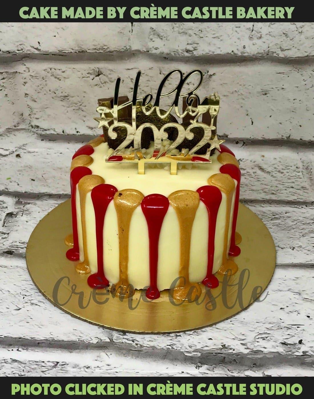 Drip New Years Cake - Creme Castle
