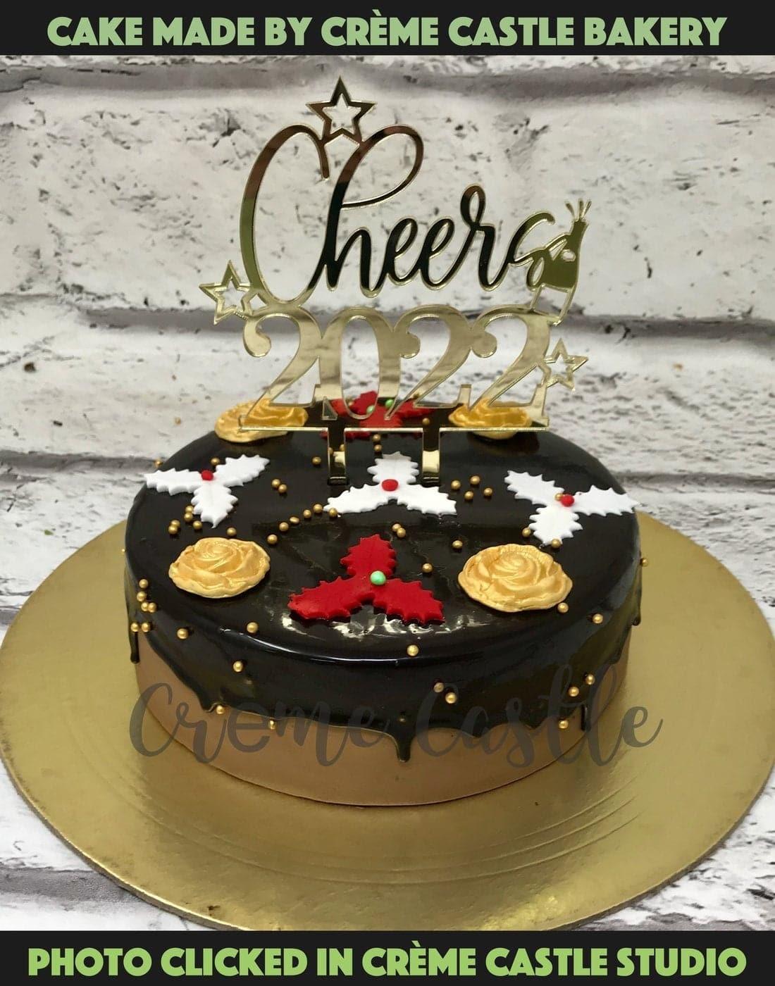 Gold New Years Cake - Creme Castle