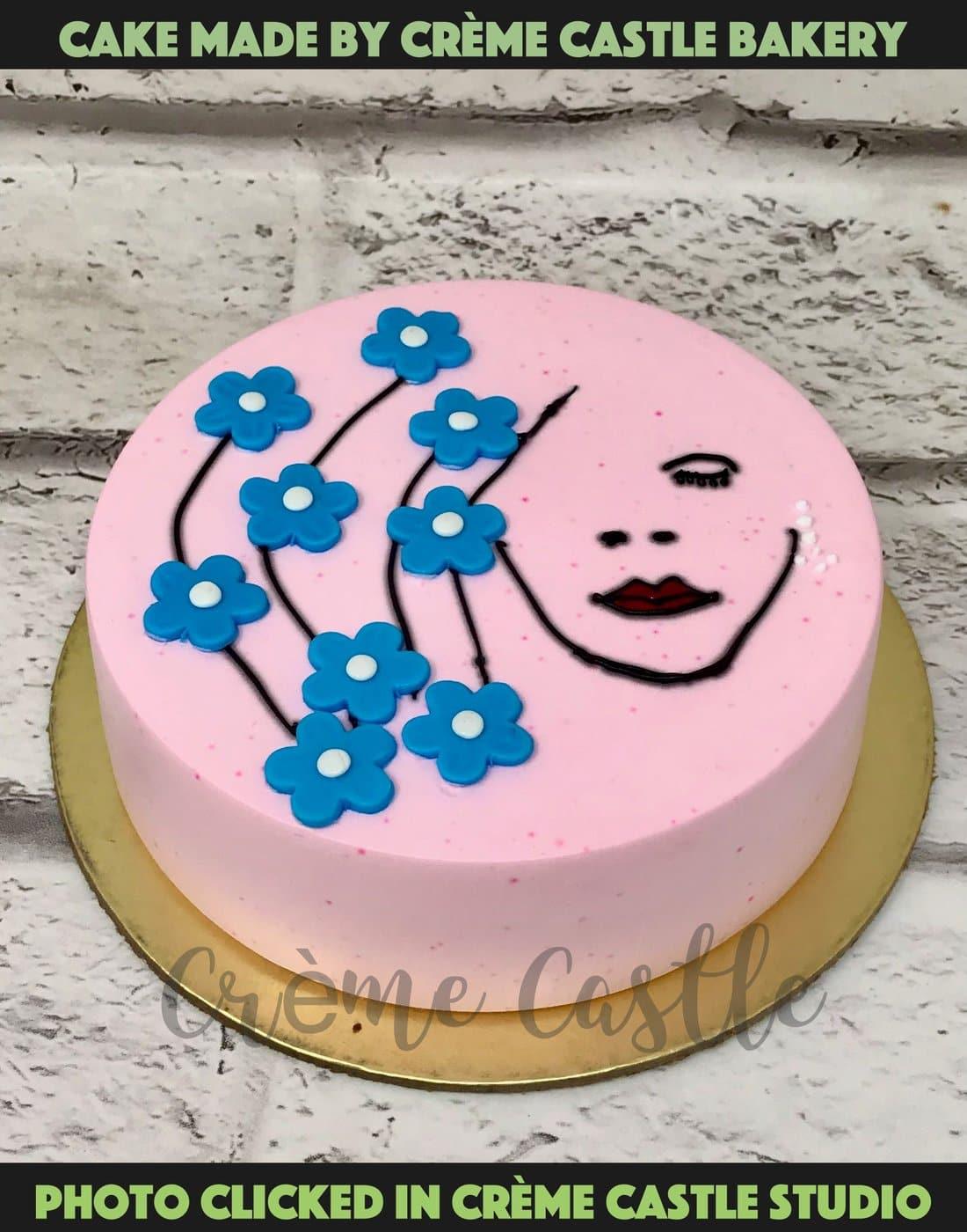 Womens Day  Portrait Floral Cake - Creme Castle