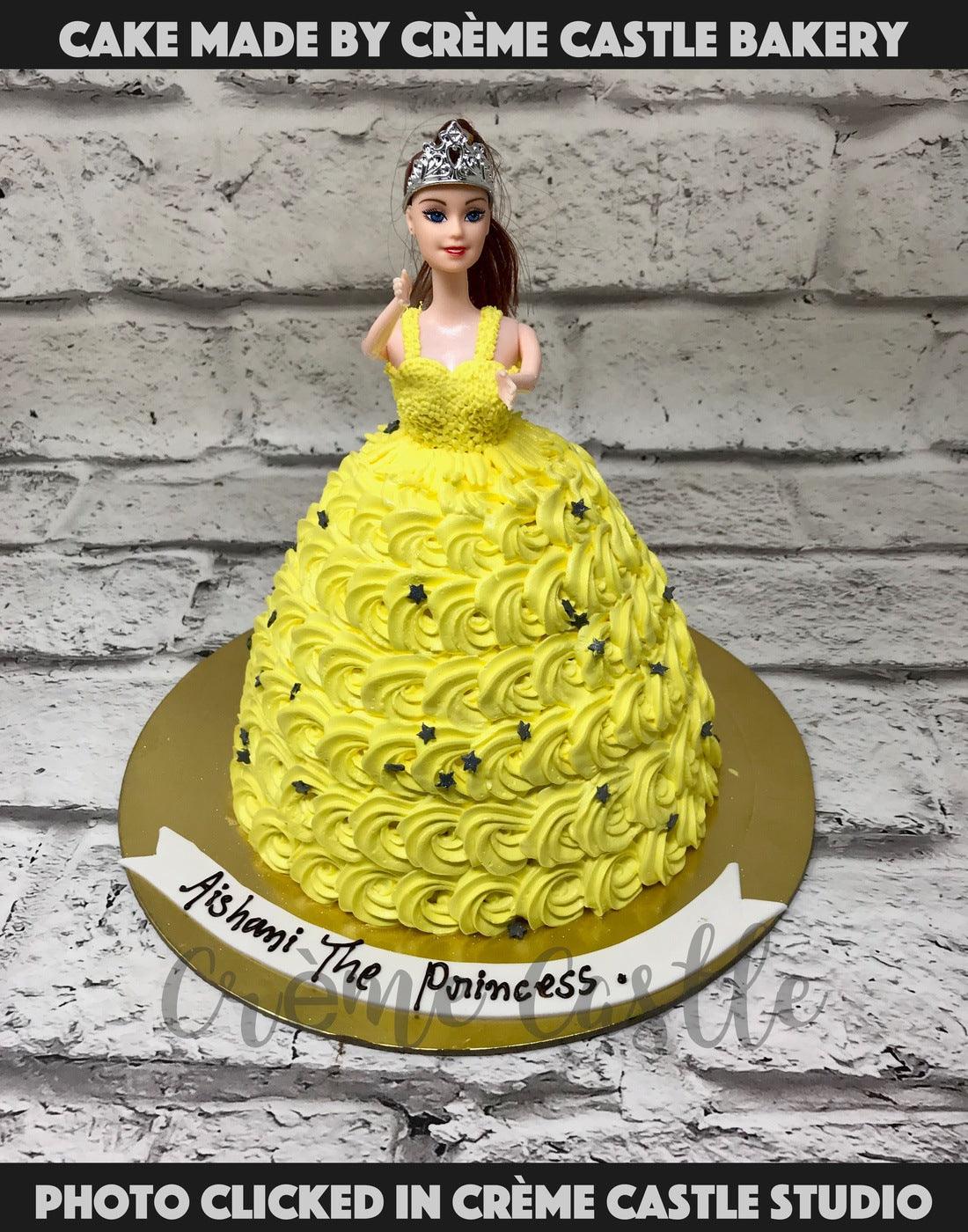 Yellow Barbie Cake - Creme Castle