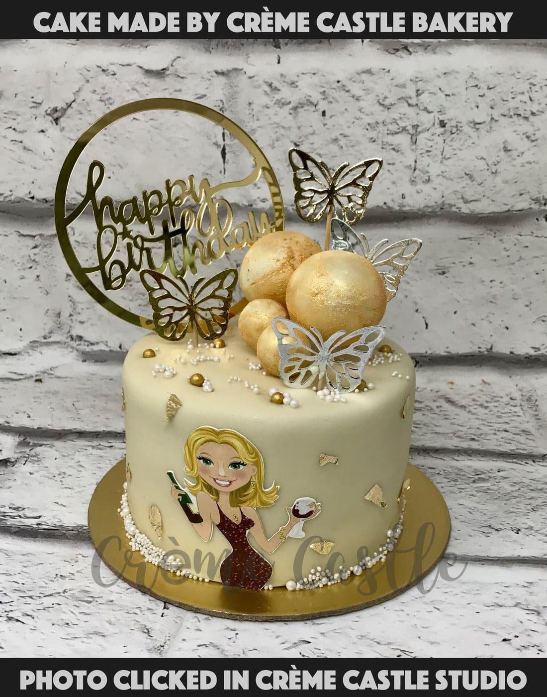 Golden Butterflies Cake - Creme Castle