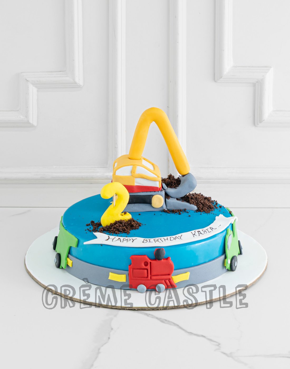 Crane Theme Cake in Blue by Creme Castle